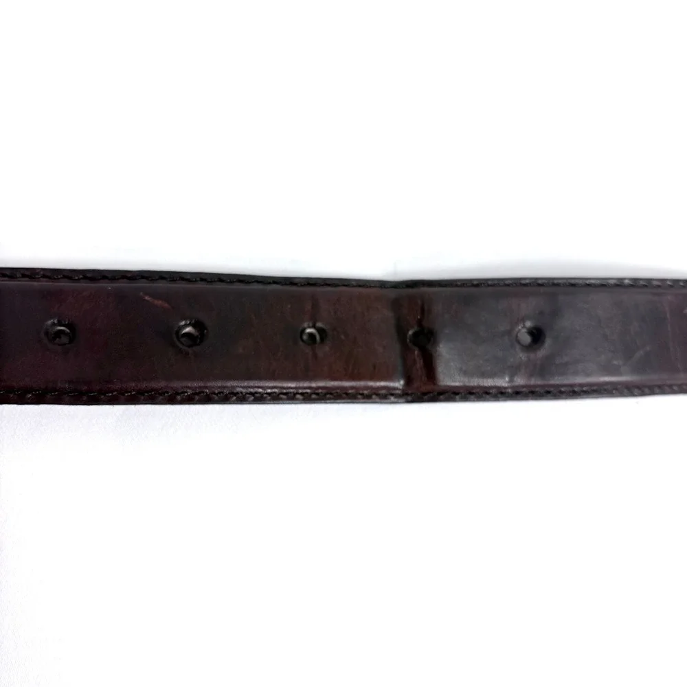 Belt Brown Oil Tanned Cowhide Basketweave Leather Men Sz 32 Western Rodeo